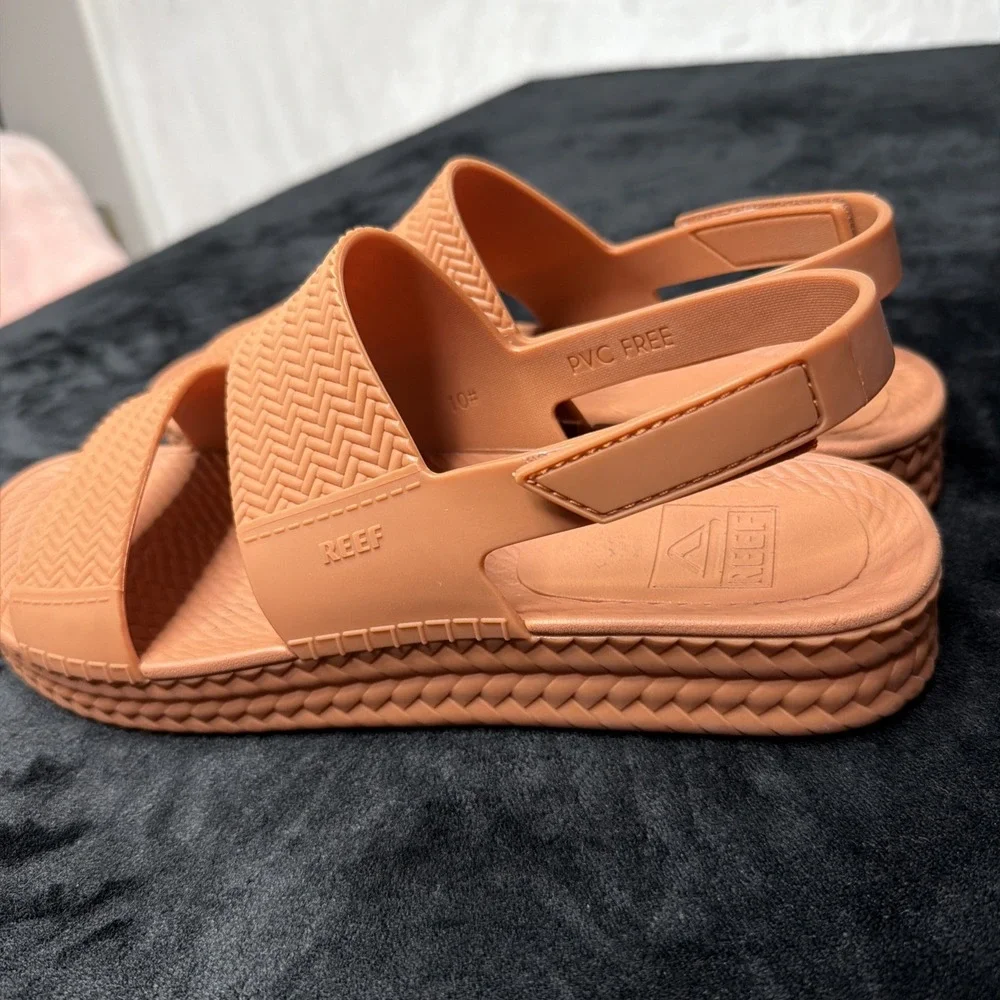 Reef Women's Water Vista Sandal Peach Water Rubber Slingback Brown 10